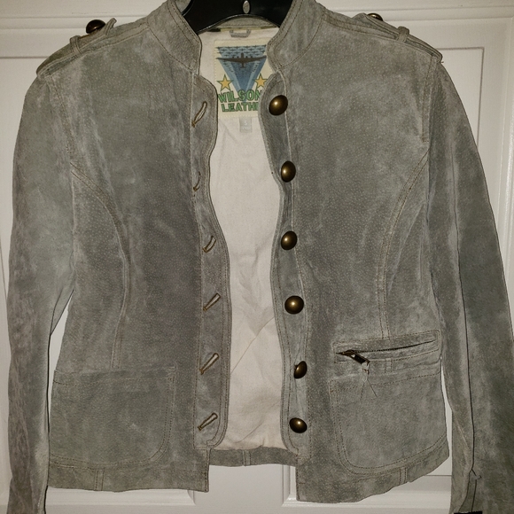 Wilson's Gray Suade Military Style Jacket, Small - Picture 2 of 5
